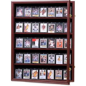 Temgee 35 Graded Sports Card wall-Mounted Display case for Shows, Mahogany