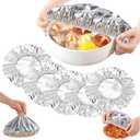 60 pc Reusable Aluminum Foil Food Covers, Pop-Up Tin Foil Food Insulation Cover, Heat Shield Lids for Refrigerator Storage