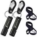 SORETO Emergency Survival Whistle, Double Tubes Safety Whistles with Carabiner, Black and Red, 2 Pack for Outdoor Camping, Hiking, Boating, Sports, Dog Training