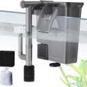 5W Hang on Aquarium Filter: Ultra Quiet 124 GPH Fish Tank Filter with Filter Sponge and Activated Carbon, Adjustable Waterfall Filter for 5-15 Gallon Fish Tank