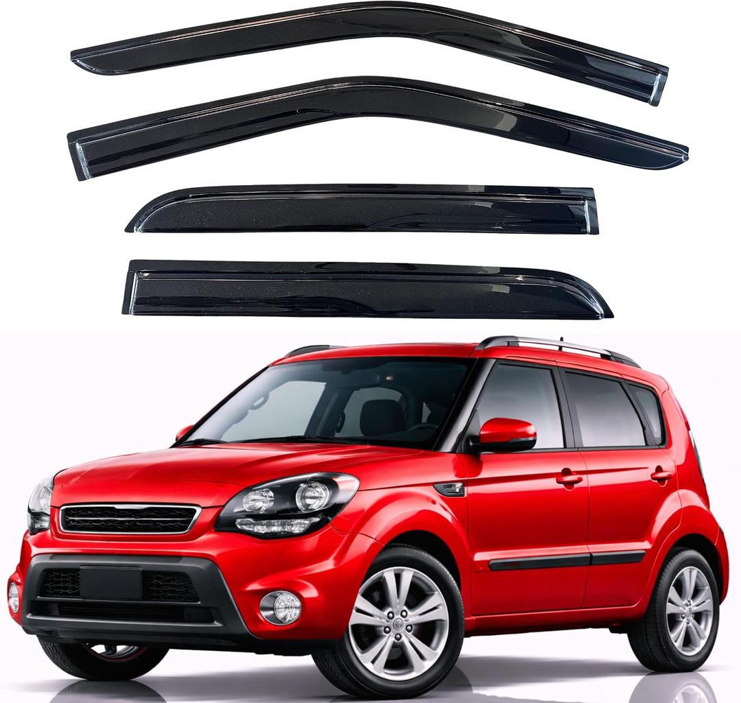 KPY Rain Guards Fit for 2009-2013 Kia Soul, Out-Channel Window Visors Vent Wind Deflectors 4PC, Car Accessories for 09-13 Soul