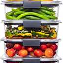 Rubbermaid Brilliance Food Storage Containers BPA Free Airtight Lids Ideal for Lunch Meal Prep & Leftovers Set of 5 (3.2 Cup) (Set of 5 (3.2 Cup) Containers)