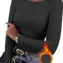 WIHOLL Long Sleeve Thermal Shirt for Women Light Fleece Tops Spring 2026 Crew Neck Casual Basic T-Shirts (XX-Large, D-grey)