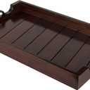 Bamboo Land- Large Wooden Serving Tray with Handle, 20 X 12, Dark Brown, Wooden Tray with Handles, Serving Tray with Handles