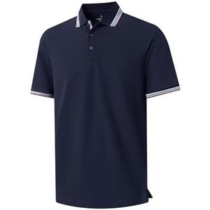 Men's Pique Polo Shirts Long Sleeve Cotton Blend Tipped Casual Collared Polo Shirts Business Classic Fit Size XL