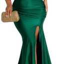 A ADILACA Women's Off Shoulder High Split Long Formal Party Maxi Dress, Off Shoulder High Split Dress (Medium)