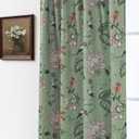 Sage Green Floral Printed Curtains,Vintage Cottage Core Light Pink Flower Leaf Botanical Cottagecore Patterned Blackout Farmhouse Curtains for Bedroom Living Dining Room 84 Inch Length 2 Panel Set