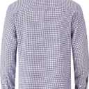 Mens Gingham Button Down Shirt Long Sleeve Dress Shirts Business Casual Shirts with Pockets (White, XXL)