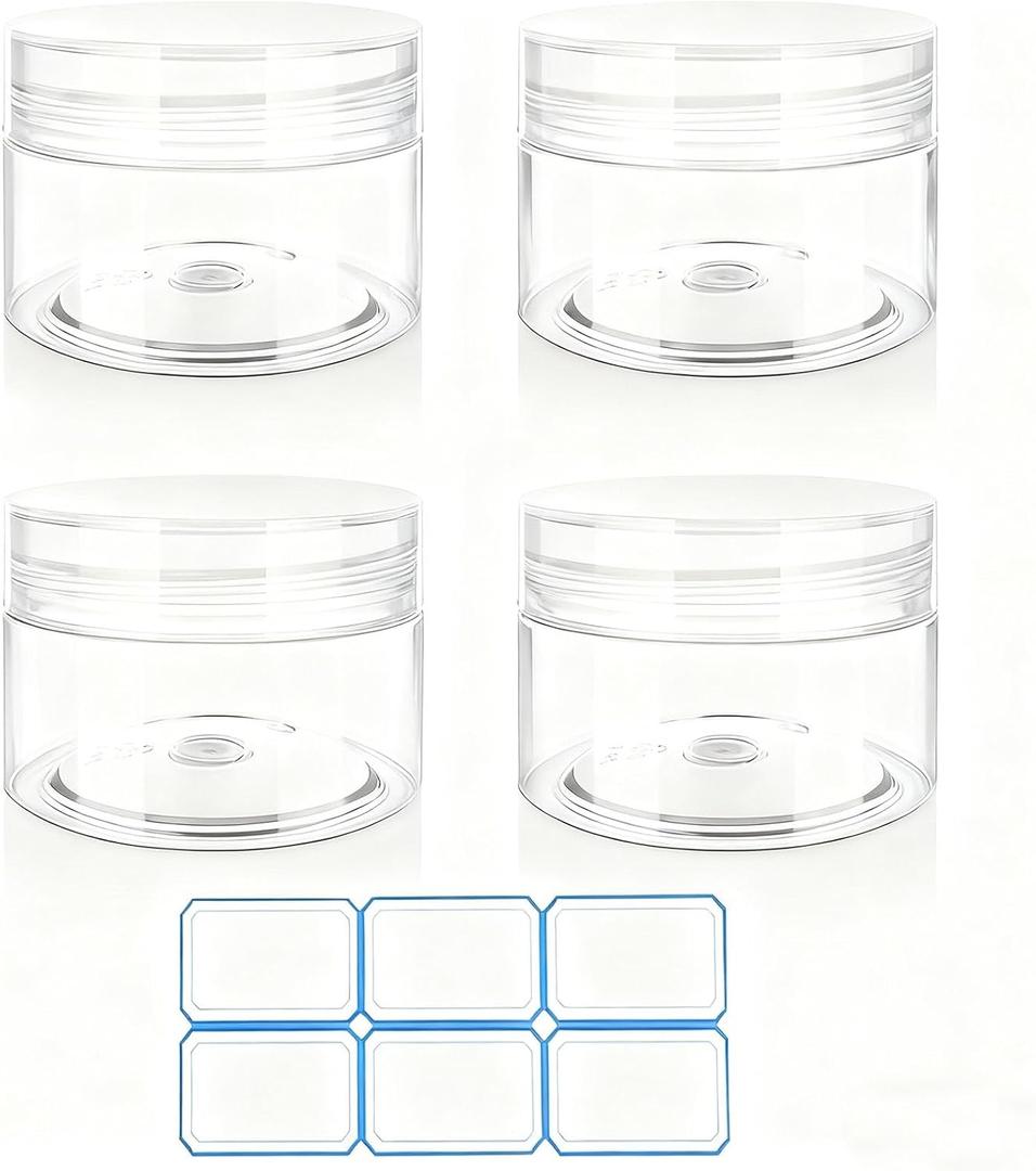 4 Pack 1 Oz (30ml) Travel Containers for Creams Leak Proof with Labels