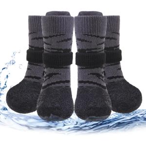 PUPTECK Anti Slip Dogs Shoes for Hot/Cold Pavement, Senior Booties, Rubber Boots & Paw Protectors for Small Medium Large Size Dogs to Prevent Licking, Grippy Socks for Hardwood Floors, Tiger, S