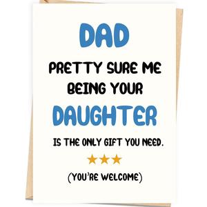 5 x Asmallgf Funny Father's Day Card for Dad, Happy Fathers Day Decoration Gifts Idea from Daughter Kid With Envelope
