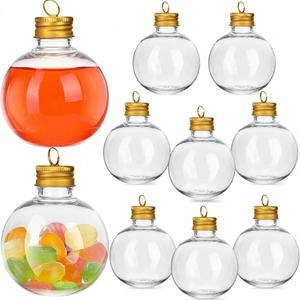 MAGICLULU 10Pcs Christmas Drink Balls, Fillable Booze Balls Ornament Clear Plastic Xmas Tree Ornaments for Drinks Water Candy Party DecorationGold 100ML