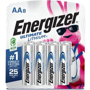 Energizer Ultimate Lithium AA Batteries (8 Pack), 1.5V Lithium Double A Batteries
