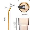 BLUEPOLAR 13oz/400ml Glass Water Tumbler with Straw and Lid Sealed Carry On Thick Wall Iced Coffee Cup Glass Cup for Water, Iced Tea Fruit Juice Etc (Amber-2PACK)