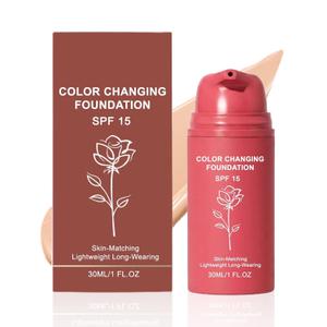 Color Changing Foundation for Mature Skin, Automatically Adjusts to Skin Tone, Concealing Fine Lines and Wrinkles, Moisturizing and Hydrating, Lightweight Buildable Coverage (30ML/1 FL.OZ)