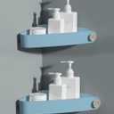 Sotfamily Shower Caddy Corner, Pack of 2 Adhesive Corner Shower Shelves for Bathroom Organizers and Storage, Rust Free Plastic Rack for Bathroom Accessories & Decor, Light Blue