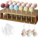 Wood Cake Pop Stand with 100 Pcs 4mm Cake Pop Sticks - 21 Holes Cake Pop Holder Stand for Dessert Table- Lollipop Holder for Birthday Party Anniversaries Holiday Candy Decorative