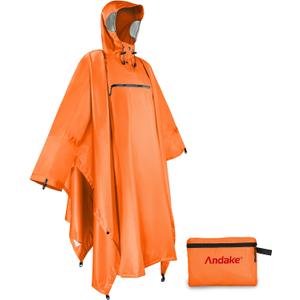 Andake Waterproof Rain Poncho for Adults Unisex,230T Ripstop Polyester,Raincoat Gear with Transparent Viewing Window Outdoors