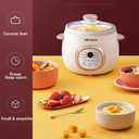 Electric Stew Pot, Ceramic Soup Porridge Cooker, Slow Cookers with Lid, 1L, White, A4 paper size