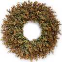 26'' Large Fall Wreath for Front Door, Porch, Window- Artificial Boxwood Leaves Outdoor Autumn Wreath for Home, Farmhouse Wall Thanksgiving Day Harvest Festival Decor