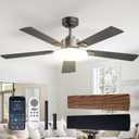 Passky 52 Inch Black Sleek Ceiling Fans with Lights, Remote Control | 3-color dimmable light, quiet reversible DC motor, easy install, memory, Timer, APP, bedroom, covered outdoor areas