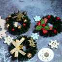Christmas Snowflake Wreaths Fridge Magnets Set 3D Mini Vintage Xmas Ornaments Refrigerator Magnets Stickers for Home Office Holiday Kitchen Whiteboards Decorations