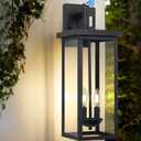 Large Exterior Lighting Fixtures Modern Wall Lantern,Outdoor Wall Lights with Clear Glass Shade,Outdoor Lamps for Patio Porch,Waterproof Outside Exterior LightsDusk to Dawn 22IN-1 Pack