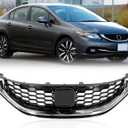 Front Grille w/Chrome Molding For Honda Civic 4 Door Sedan Front Bumper Grille Grill 2013 2014 2015