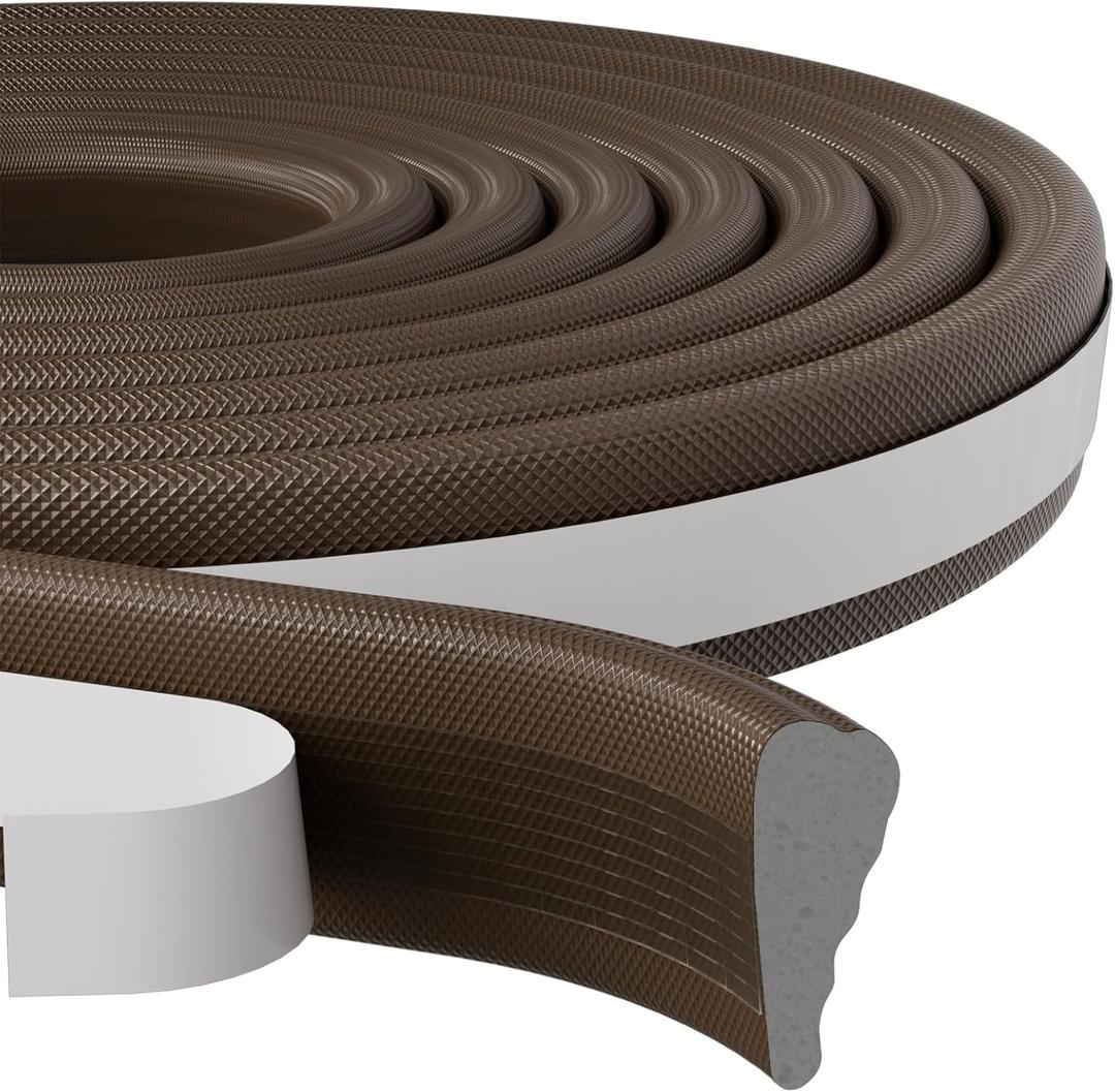 118Wedge Weather Stripping Door Seal Strip for Door Frame,Self-Adhesive Window Insulation for Winter,Dark Foam Gap Filler for Light Noise Blocker,Front Exterior Door Side Draft Stopper,Brown