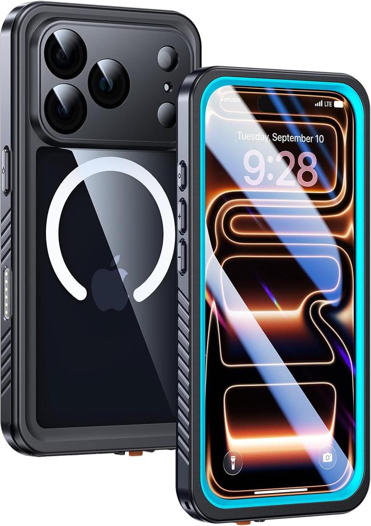Lanhiem Magnetic for iPhone 17 Pro Max Case Waterproof, Built in Screen Protector & Camera Protection, [Compatible with MagSafe] Full Body Dustproof Heavy Duty Rugged Phone Case 6.9'' (Blue)