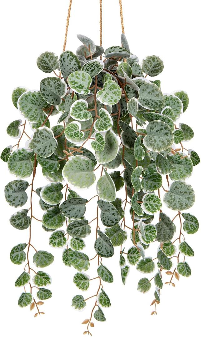 Briful Artificial Hanging Plants with Pot 17'' Fake String of Heart Vines Plants Faux Hanging Greenery for Home Room Office Garden Balcony Patio Front Door Hanging Decor