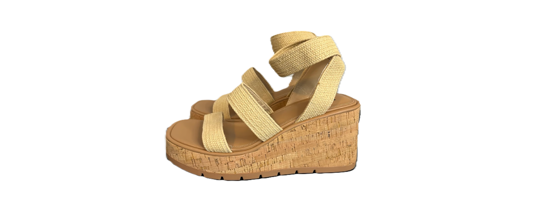 SM New York Wedge Heel Sandals Violet Tan 7.5