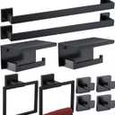 TAUN Bathroom Towel Bar Set 10 Pieces Matte Black Square Modern Bathroom Hardware Set SUS304 Bathroom Accessories Set Towel Rack Set for Bathroom Wall Mounted (Matte Black, 24 Inch), 10P-PHVC