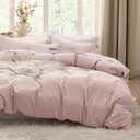 Bedsure Rose Pink Duvet Cover King Size - 3 Pieces Prewashed Cotton-Like Polyester Extra Soft Bedding Set, Includes 1 Duvet Cover 104x90 Inches with Zipper Closure & 2 Pillow Shams, No Comforter