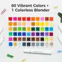 Ohuhu Markers for Adult Coloring Books No Bleeding 60 Colors Water-based Dual Tips Coloring Markers for Kids Adults Beginners Drawing Pens for Journaling Lettering (Brush & Fine)
