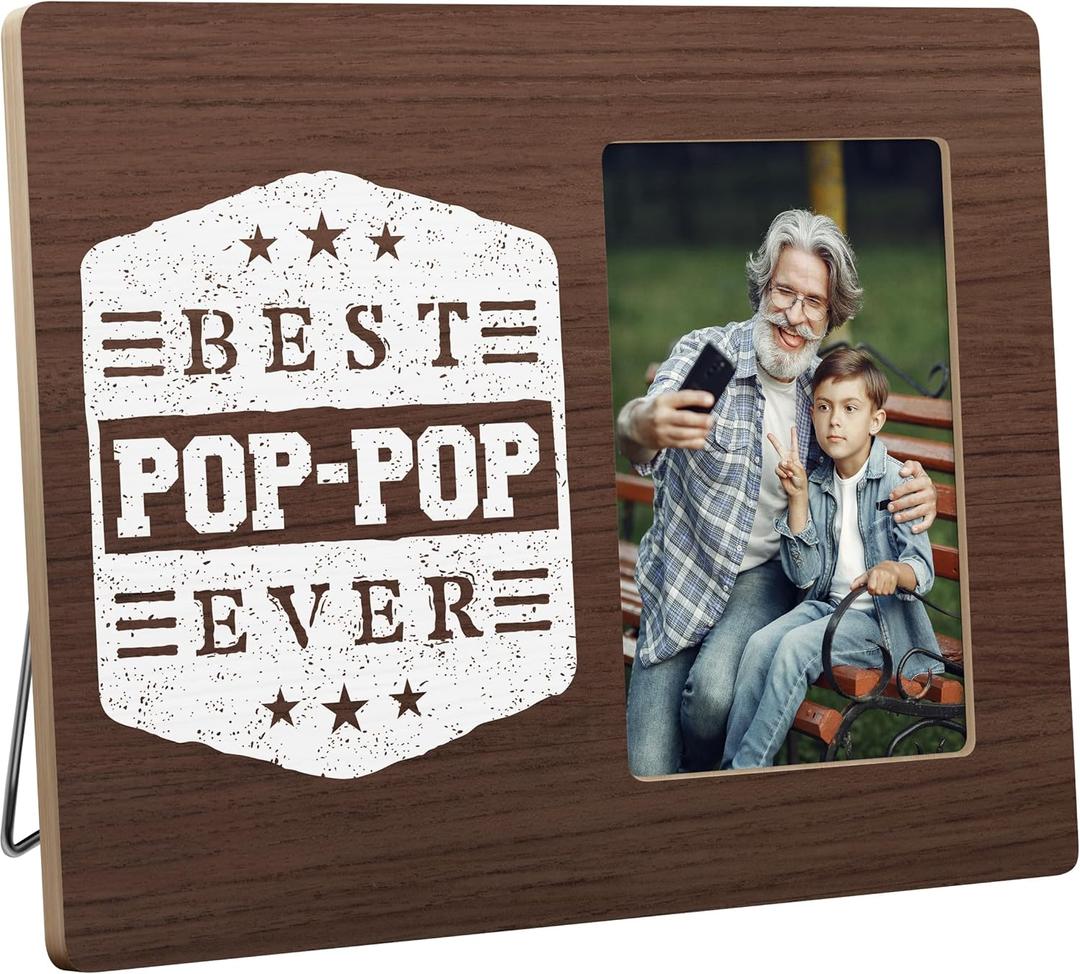 Pop Pop Gifts for Grandpa from Grandson Granddaughter, Grandfather Picture Frame, 4x6 Inch Photo