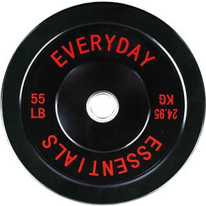 BalanceFrom Color Coded Black Olympic Bumper Plate Weight Plate with Steel Hub, 55LB 