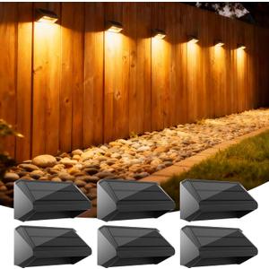 Solar Fence Lights Outdoor, 6 Pack Ultra-Bright 100 Lumens Fence Lights Solar Powered, IP65 Waterproof, 9 Color Modes, 12+ Hours Lighting Decor for Backyard/Patio/Deck/Wall/Pool