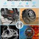 Smart Watches for Men with Flashlight(Answer/Make Calls),1,43" AMOLED Military Rugged Tactical Smartwatch,5ATM Waterproof/Heart Rate Monitor/Fitness Tracker for iOS Android,3-Bead (Large)