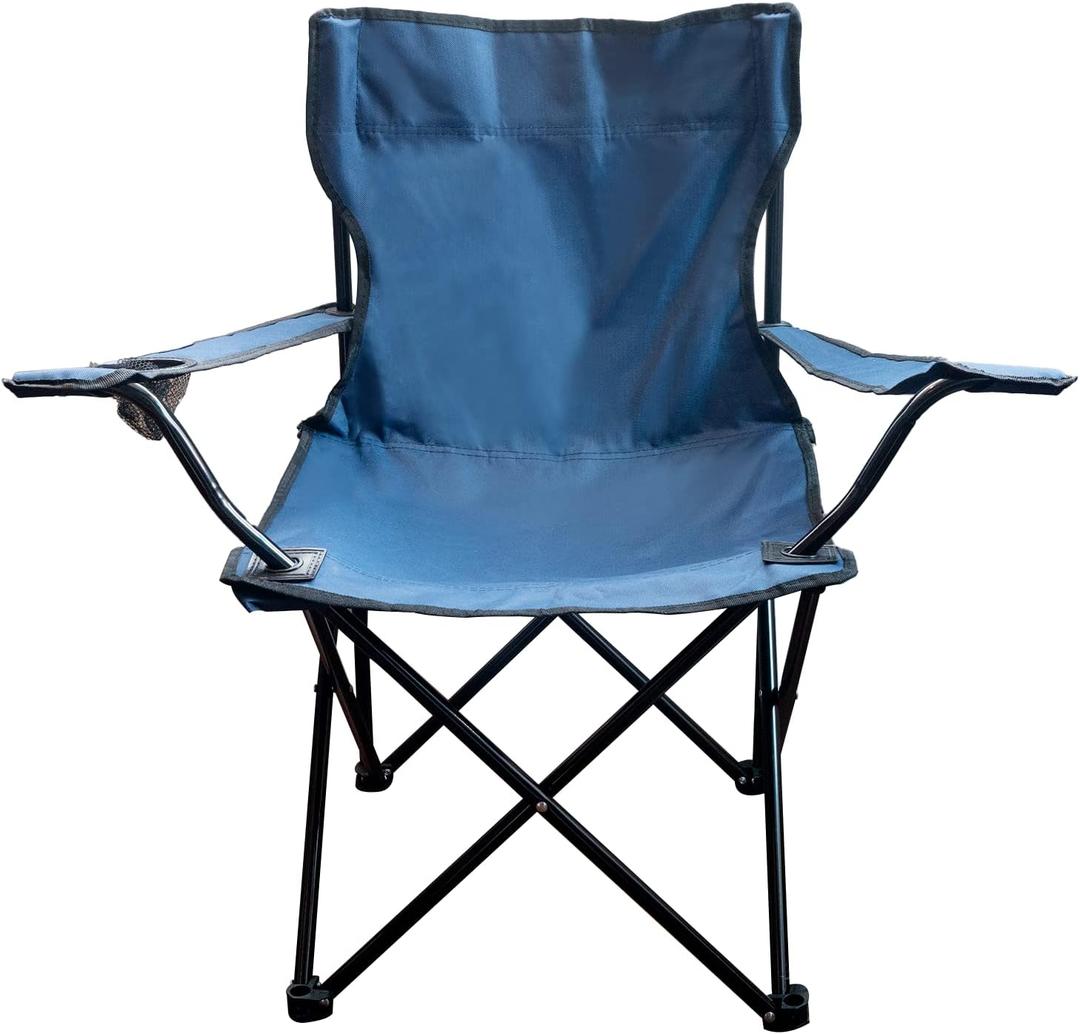 Camping Chair Portable Folding Camp Chair for Outdoor Beach Fishing Picnic Sports Chair with Cup Holder (Dark Blue)