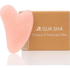 Rose Quartz Gua Sha Facial Tool Heart-Shaped Crystal for Puffiness, Lymphatic Drainage & Facial Sculpting  Hand-Carved Brazilian Stone for Face, Neck & Body