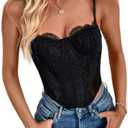 ZXUZKEA Corset Tops For Women Going Out Tank Top Sexy Lace Sleeveless Backless Trendy Corset Crop Tops.Size M