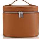 Makeup Bag Vanity Case Cosmetic Bag with Removable Divider Travel Toiletry Bag for Women Portable Make up Box Organizer, Brown