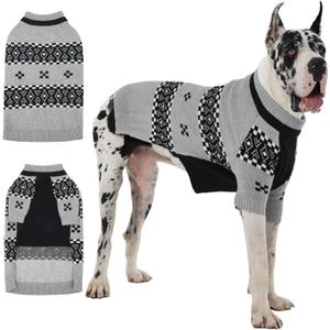IECOii Great Dane Sweaters for Giant Breed Dogs Boy, Warm Sweaters for Extra Large Dogs, Thermal Cozy Boy Dog Winter Sweater Knitted Outfit for Holiday & Daily Wear, Pet Sweater with Sleeve, Grey,5XL (XXXXX-Large(Chest:41.34 in/105 cm))
