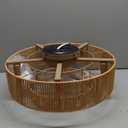 20'' Rattan Boho Ceiling Fan with Light, Enclosed Caged Ceiling Fans with Lights and Remote Control, Coastal Flush Mount with Reversible 6 Speeds for Living Room Bedroom Kitchen