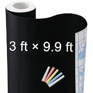 Large Chalkboard Contact Paper Wall Sticker 3 ft. x 9.9 ft. Adhesive Blackboard, TAKSDAI Removable Vinyl Decal Chalkboard Wallpaper Peel and Stick(1 Roll 3ft.x9.9ft.)