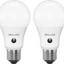 ORALUCE Dusk to Dawn LED Outdoor Light Bulb Cool White 6500K, A19 Automatic Light Bulbs for Outside 60 Watt, Auto On/Off Lightbulb E26 Base Non-dimmable, 2 Pack
