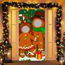 Christmas Photo Door Banner 35x71 Inch Gingerbread Backdrop Supplies Holiday Party Decorations Winter Background Scene Poster by Banner Photography Backdrop
