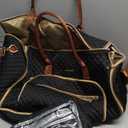 Wogarl 3PCS Weekender Bags for Women Large Overnight Bag Weekend Travel Duffel Bag Carry on Shoulder with Shoe Compartment Canvas Toiletry Bag for Travel Business Gym,Black