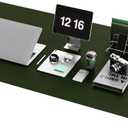 YSAGi Non-Slip Leather Desk Pad XL Size, Waterproof Laptop Computer Desk Keyboard Mat, Table Protector Blotter Mat, Large Mouse Pad for Office/Work/Home/Decor(Olive Green, 47.2" x 23.6")-No Band